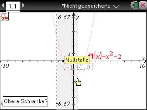 Wählen der oberen Schranke für eine Nullstelle.